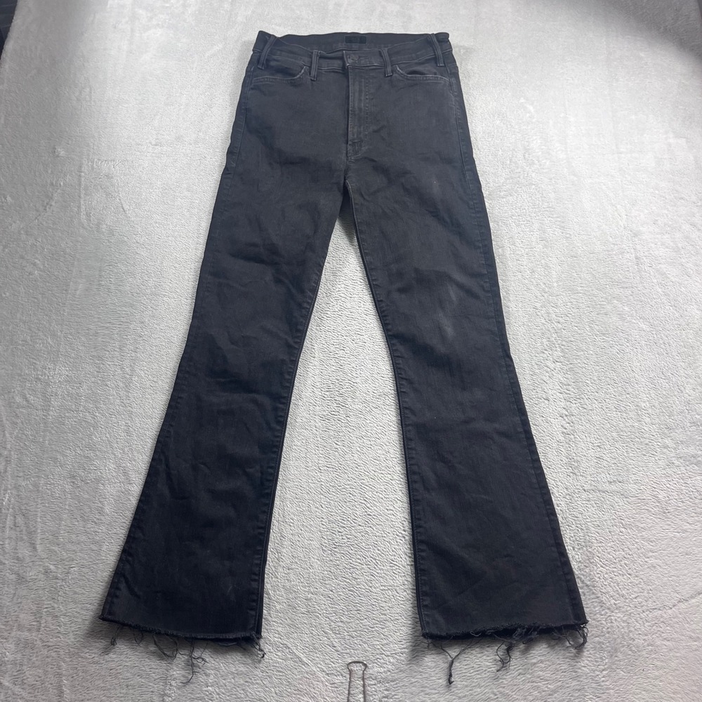 Mother The Hustle Ankle Fray Jeans Not Guilty Black High Rise Flare Size 26